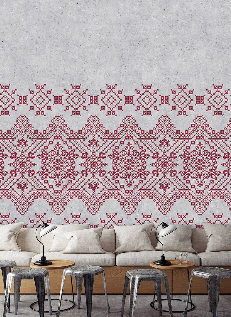 Nordic Mural - Burgundy