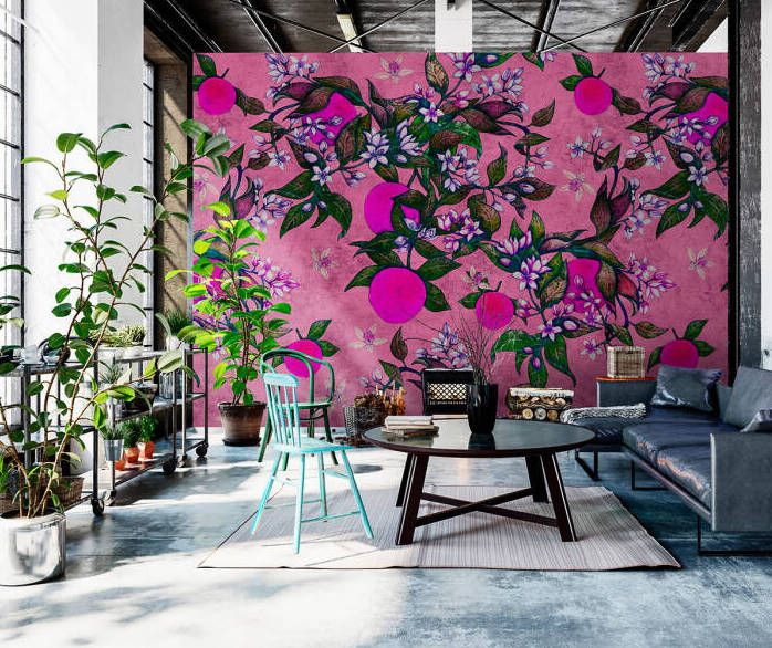Grapefruit Tree Mural - Magenta