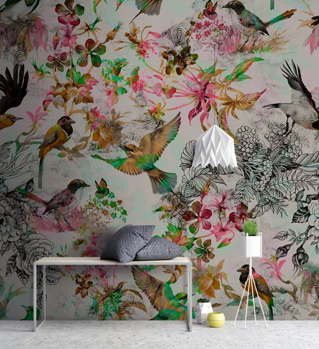 Funky Birds Mural - Multicolour