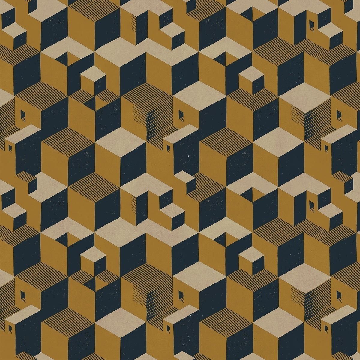 Mustard - Cube by Escher