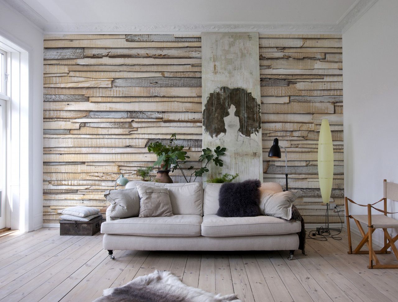Whitewashed Wood Mural