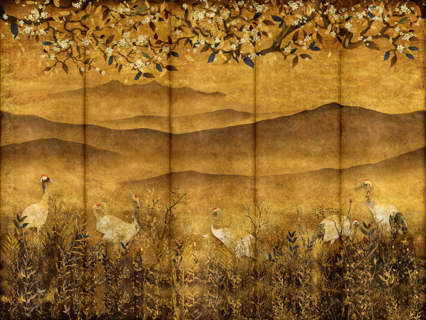 Egrets at Sunset Mural
