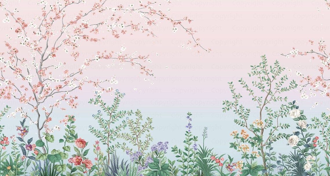 Cherry Garden Mural - Pink