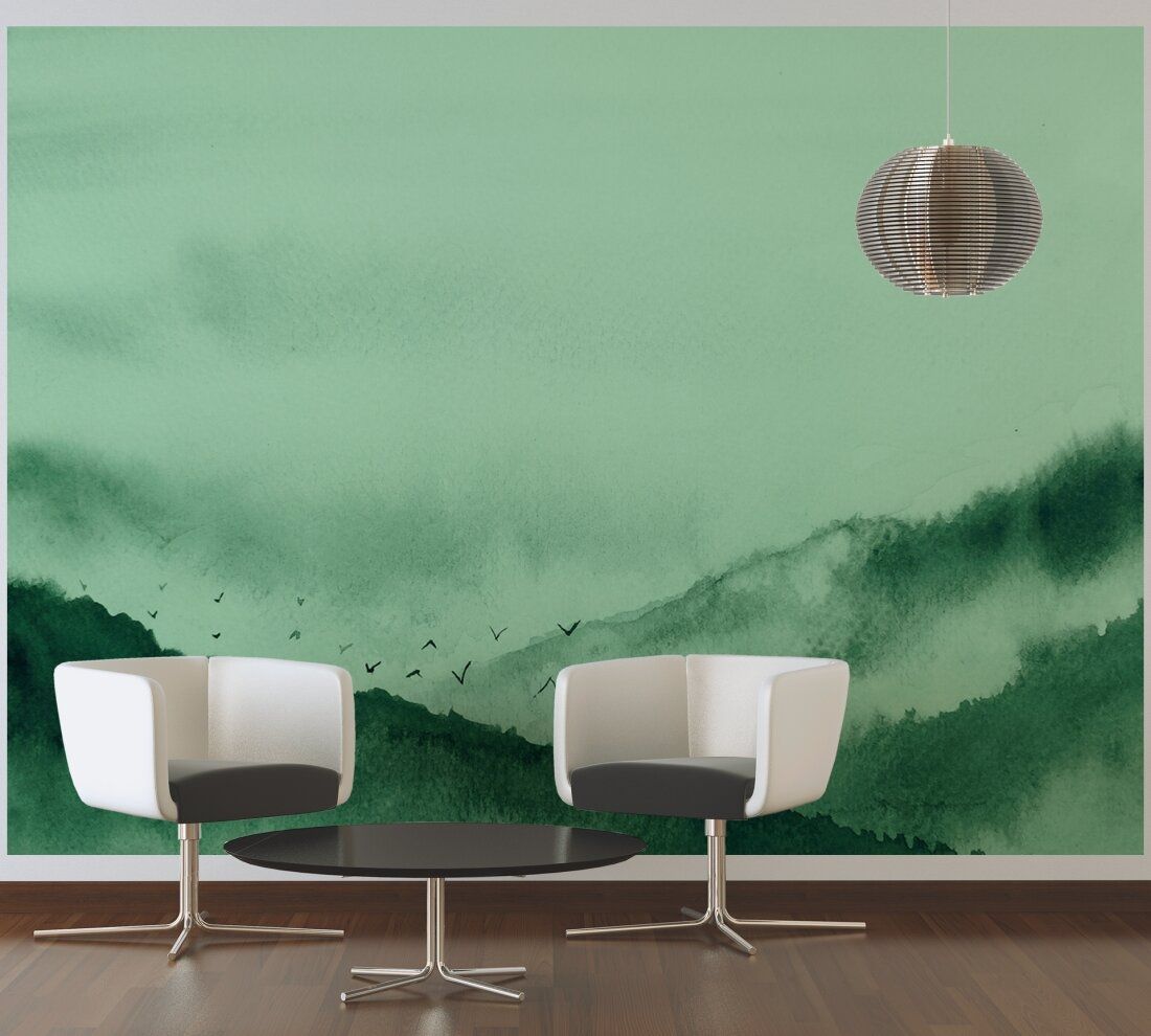 Gloomy Landscape Mural - Green