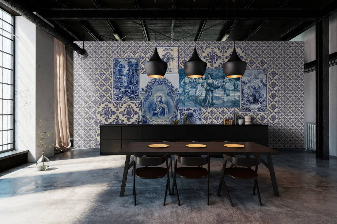 Azulejos Blue Mural