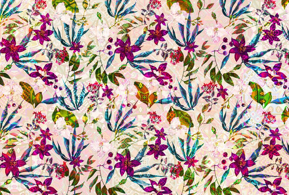 Mosaic Blossom Mural - Pink