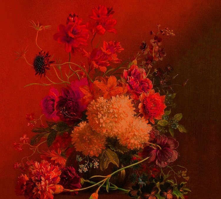 Vibrant Bouquet Mural - Orange