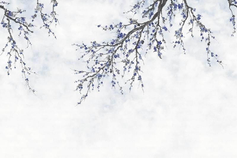 Michiko Blossom Mural - Indigo