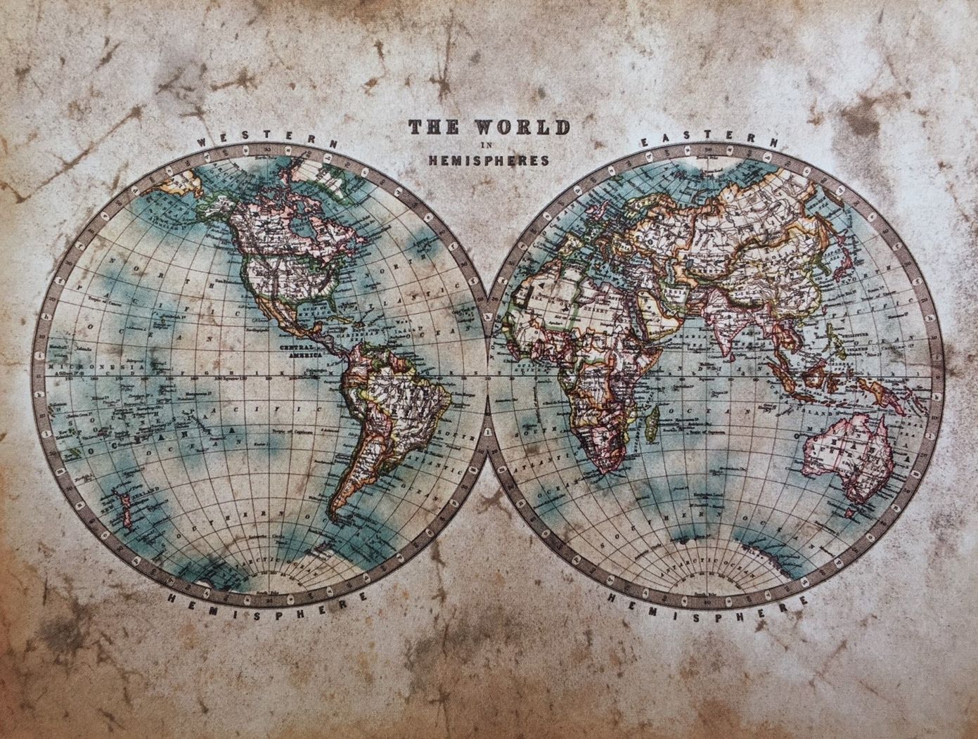Hemisphere World Map Mural