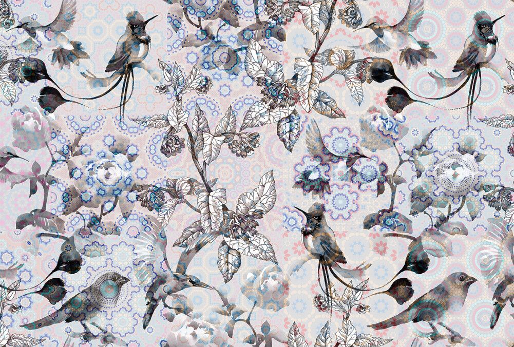 Exotic Mosaic Mural - Grey
