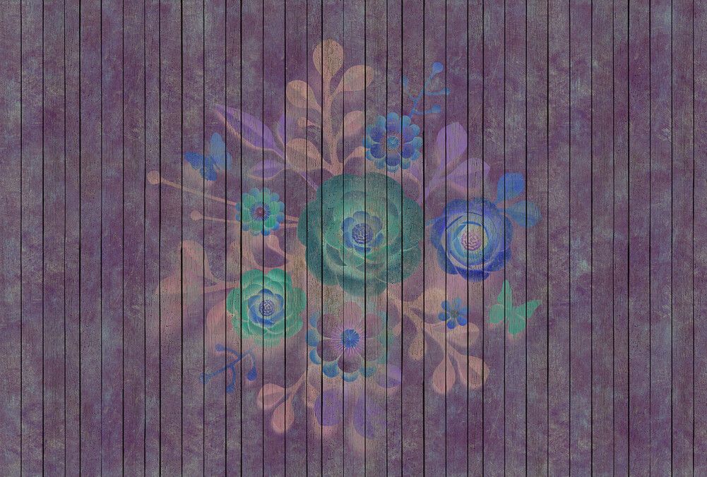 Spray Bouquet Mural - Purple