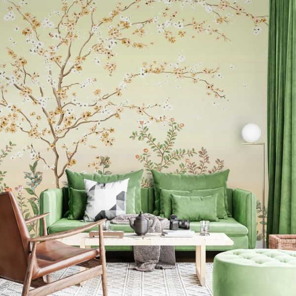 Cherry Garden Mural - Sand