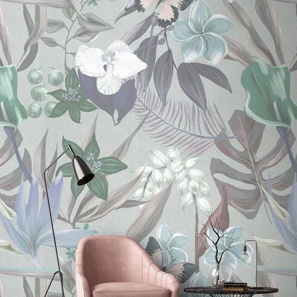 Orchid Garden Mural - Mint