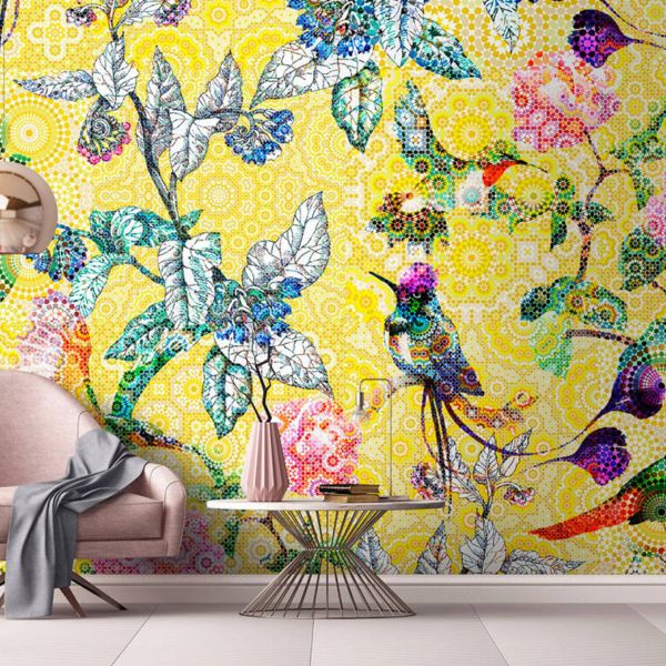 Exotic Mosaic Mural - Yellow