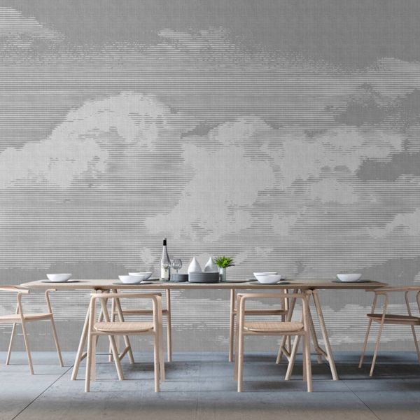 Clouds Mural - Grey