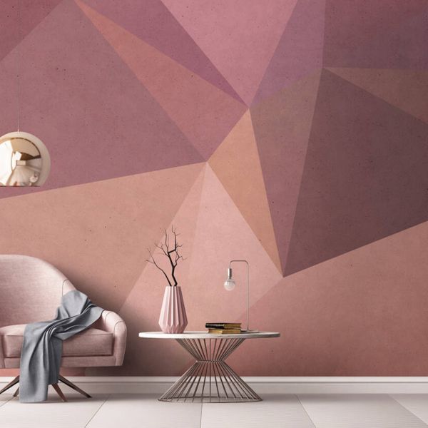 Polygonal Mural - Pink