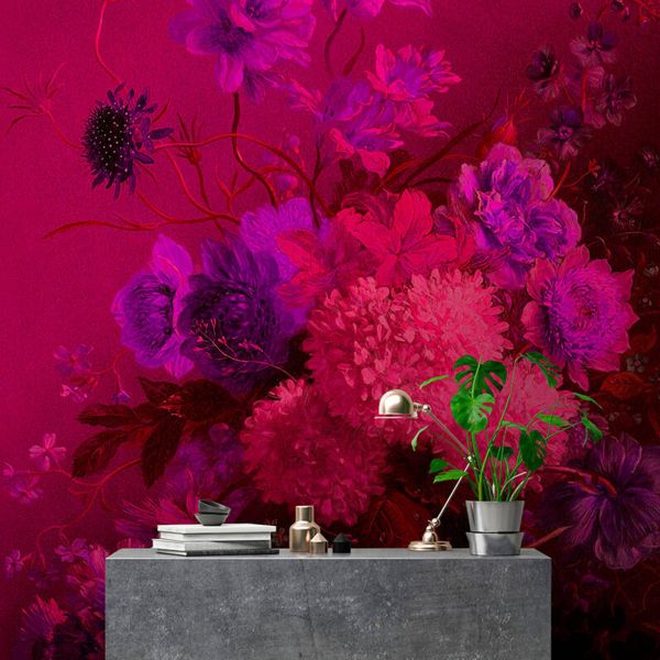 Vibrant Bouquet Mural - Pink