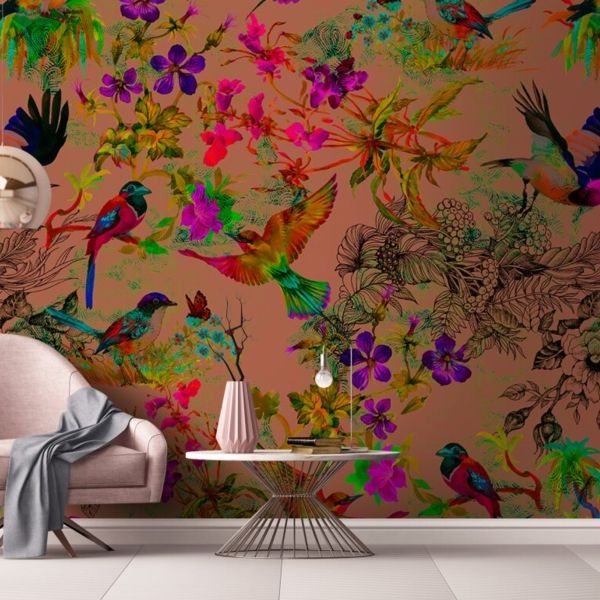 Funky Birds Mural - Pink