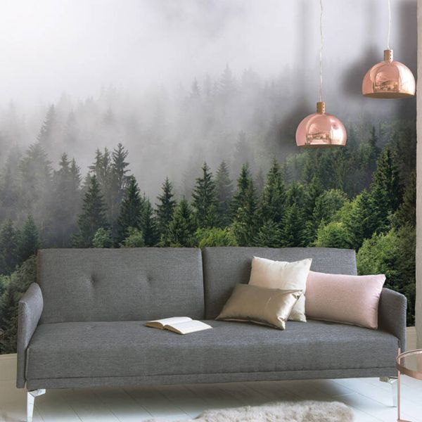Foggy Fir Trees Mural