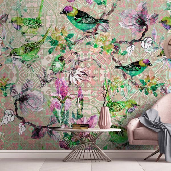 Mosaic Birds Mural