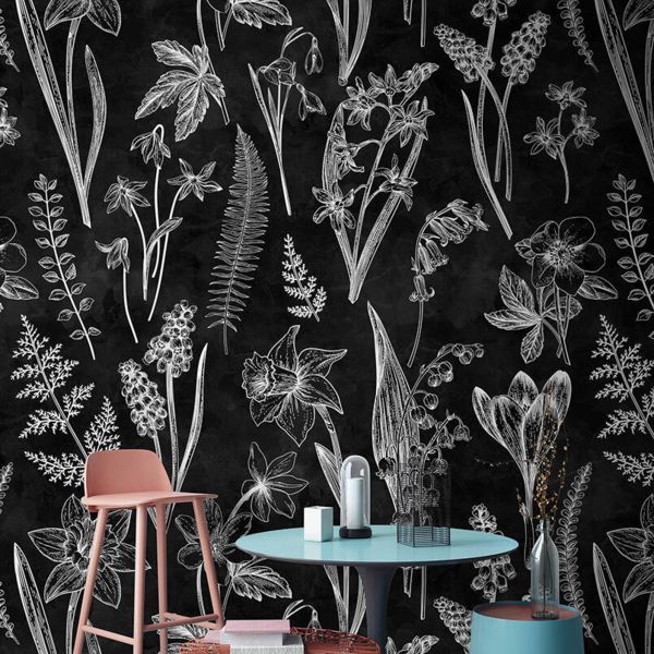 Blackboard Floral Mural