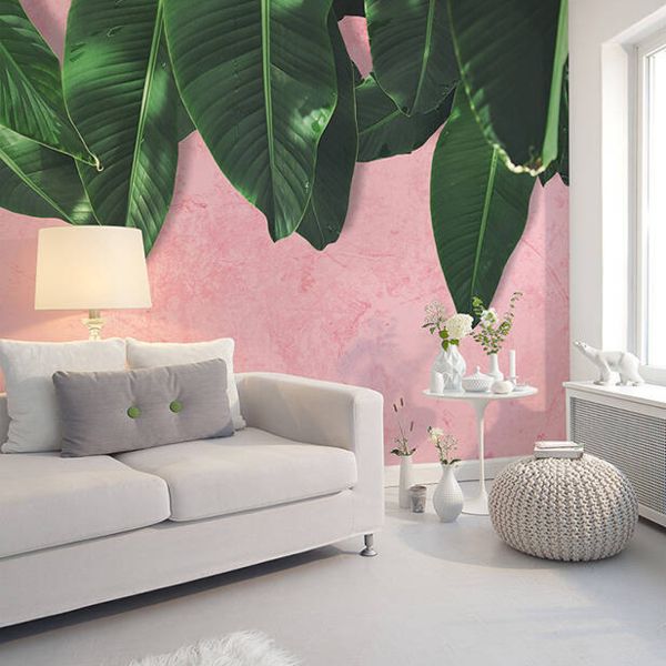 Leaf Wall Mural - Pink