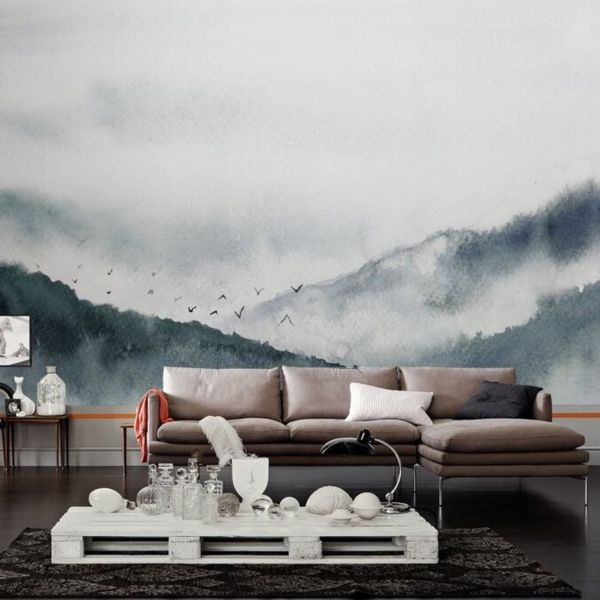 Gloomy Landscape Mural - Grey