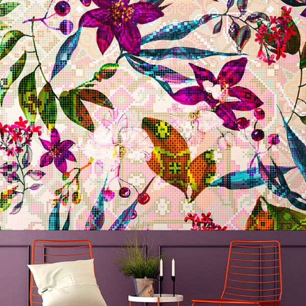 Mosaic Blossom Mural - Pink