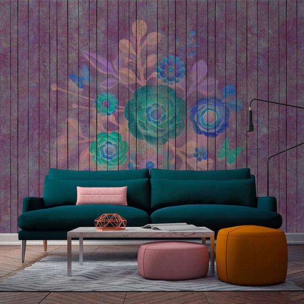Spray Bouquet Mural - Purple