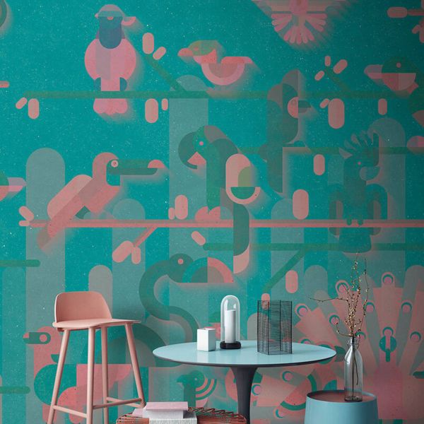 Flamingo Mural - Teal