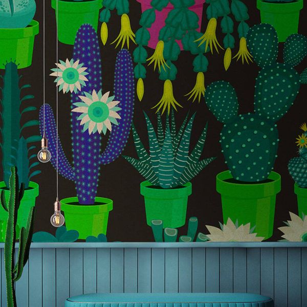 Cactus Garden Mural - Green