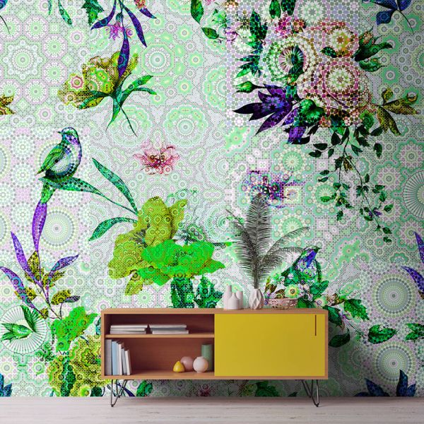 Mosaic Garden Mural - Green