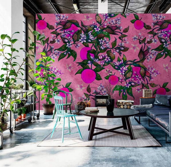 Grapefruit Tree Mural - Magenta