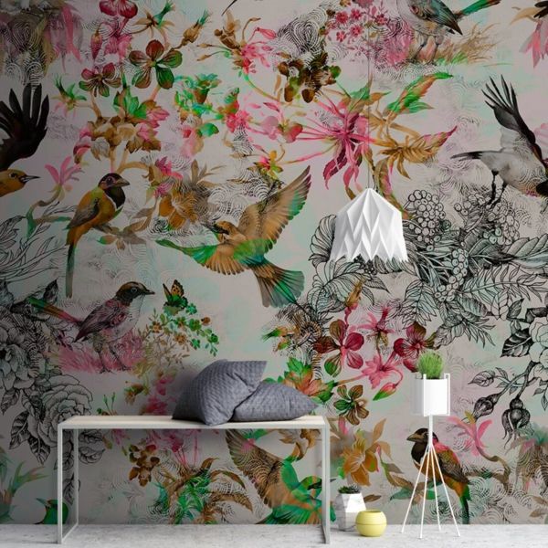Funky Birds Mural - Multicolour