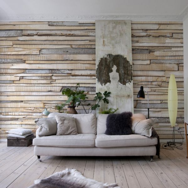Whitewashed Wood Mural