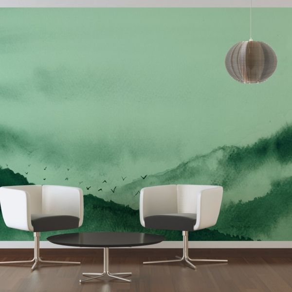 Gloomy Landscape Mural - Green
