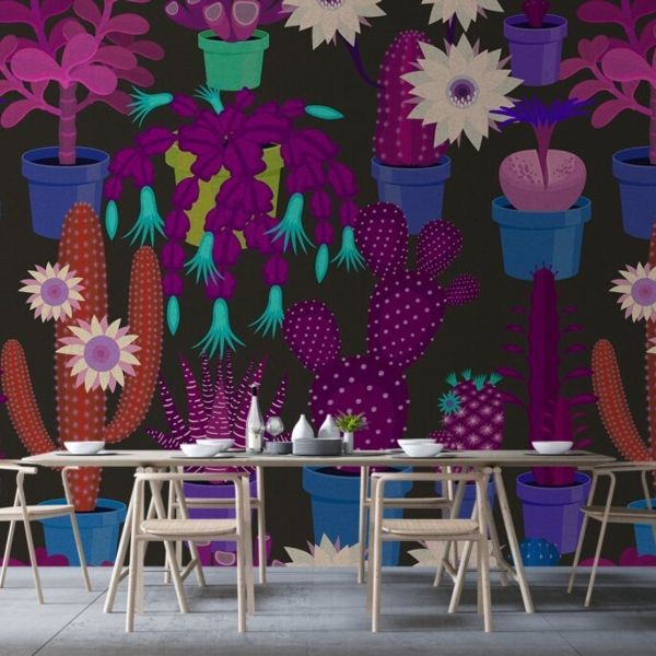 Cactus Garden Mural - Magenta