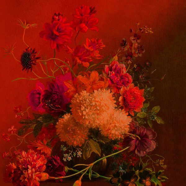 Vibrant Bouquet Mural - Orange