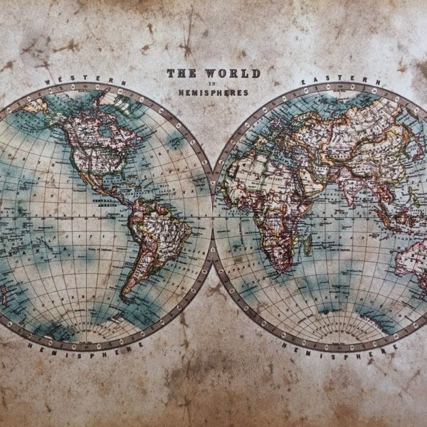 Hemisphere World Map Mural